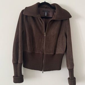 LAUNDRY ✨ suede leather jacket sweater knit detail Fitted & flattering | Sz L